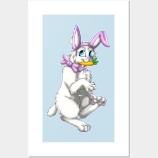 Bobtail BunnyCat: White (Pink) Posters and Art